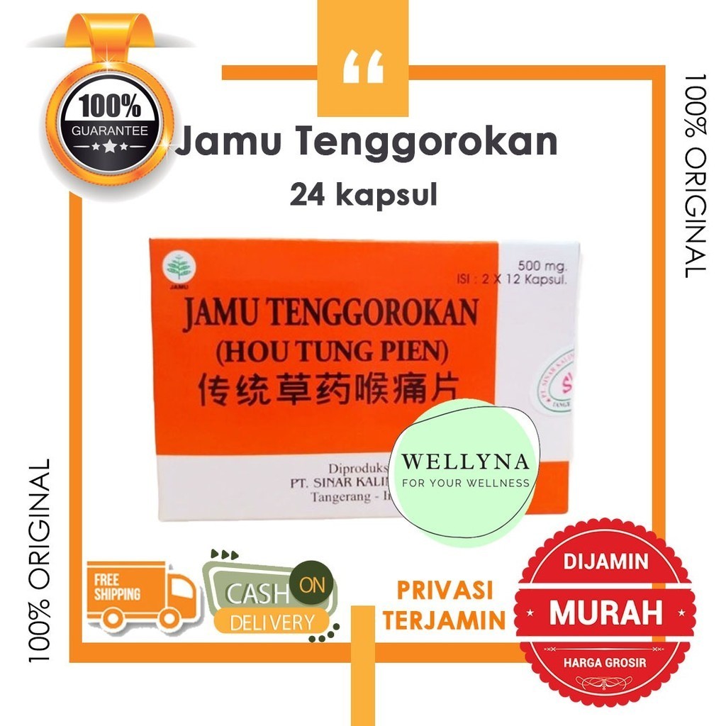 Jamu Tenggorokan Hou Tung Pien 24 Kapsul  Houtungpien obat tenggorokan, Sariawan, Panas Dalam, Radan