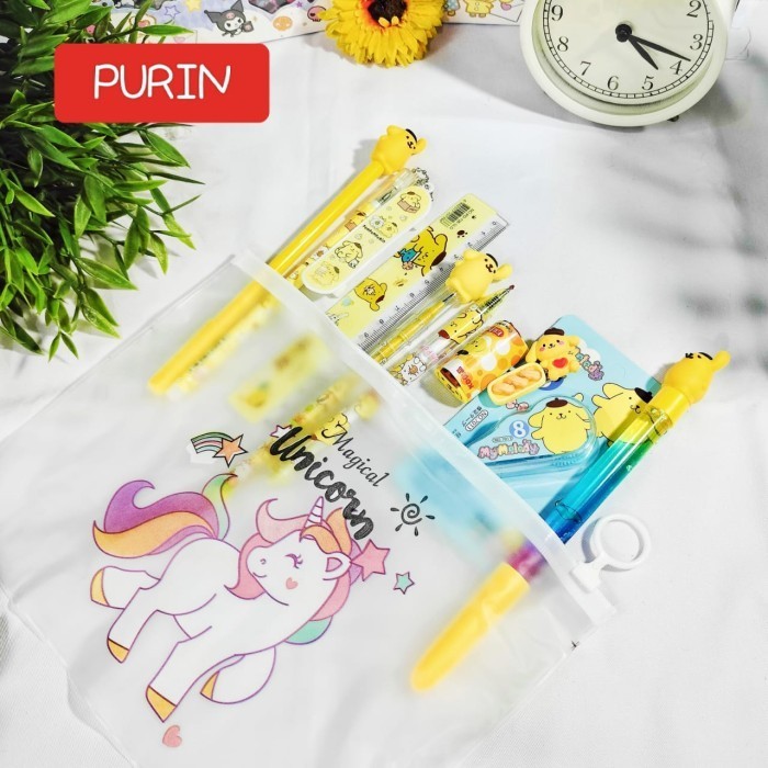 

TX Paket Alat Tulis SANRIO 30RB Super Lengkap isi 9 Alat Tulis+FREE Pouch - (Purin)