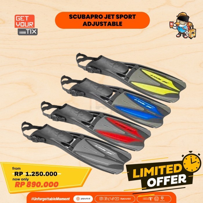 Scubapro Jet Sport Adjustable Fins Scuba Diving - Kaki Katak Selam