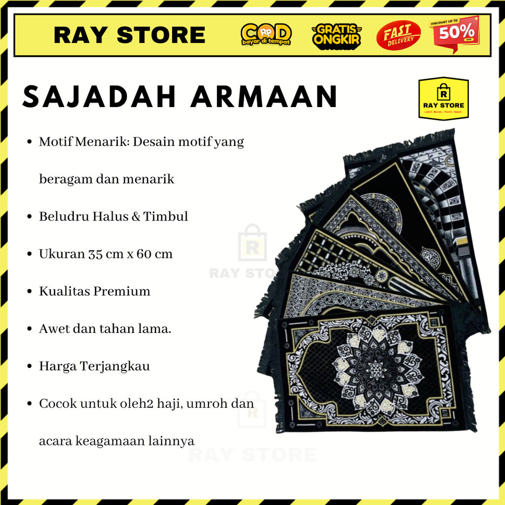 RayStore - Sajadah Arman Mini 30x60 / Sajadah Kecil Turki Beludru Tebal Halus / Souvenir Haji Umroh