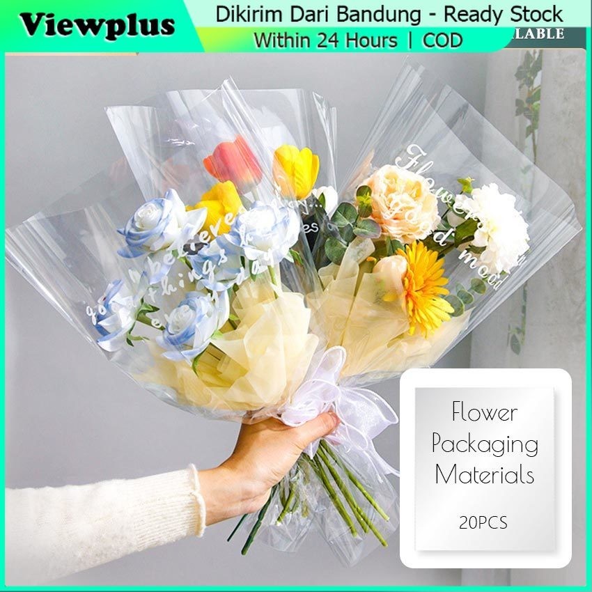 20Pcs/Pack Plastik OPP Bening Pelindung Buket Bunga Kado Hadiah OPP Cellophane Plastik Bening Transp