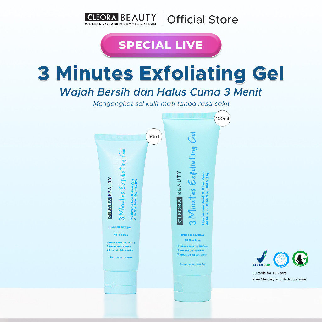Cleora Exfoliating Gel With AHA BHA PHA - Exfoliasi Wajah Untuk Wanita Pria With Niacinamide Mengang