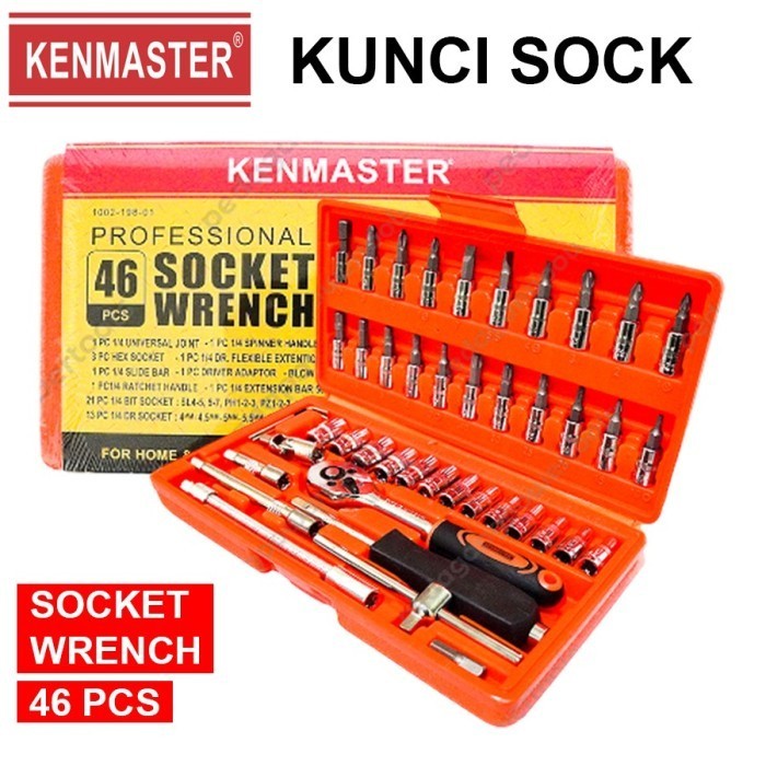 LG09 Kunci Socket /sok 46pcs Kenmaster Obeng Set 46 pcs Obeng Socket wrench