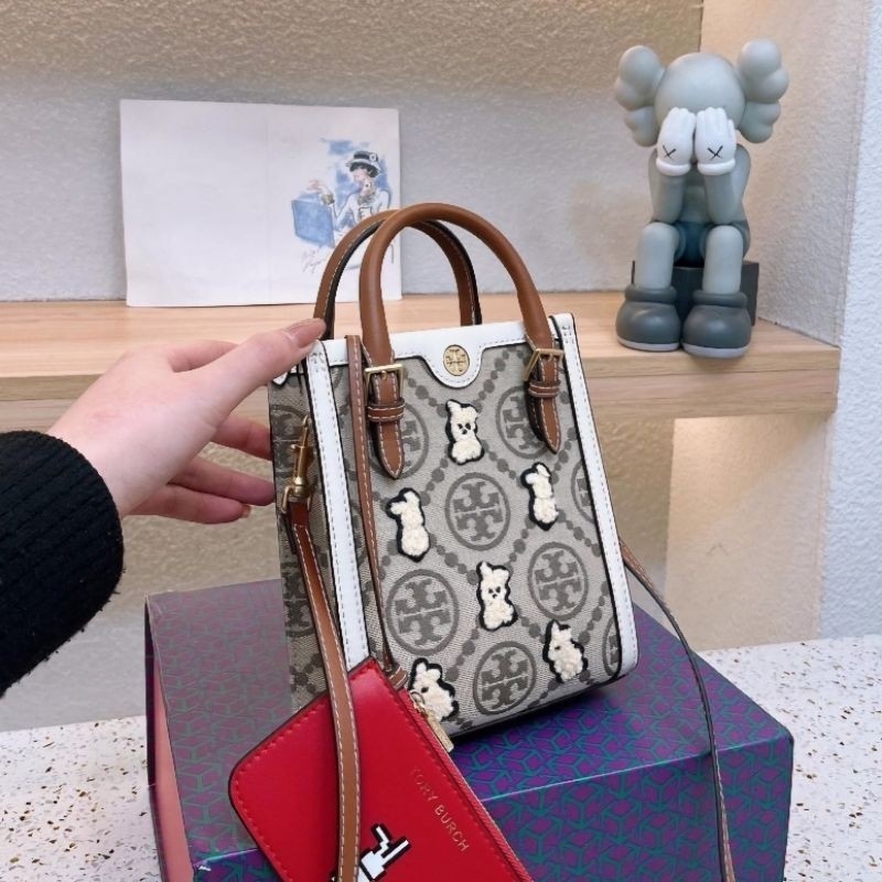 TB T Monogram Jacquard Rabbit Bag with Pouch Giftset Include Box Premium Quality