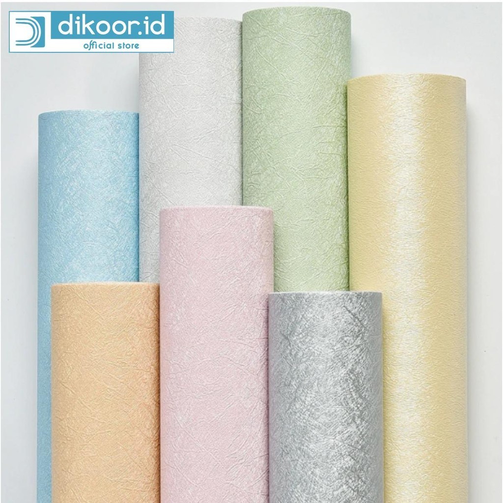 (COD) Wallpaper Stiker Motif Fiber Dekorasi Untuk Dinding Motif Emboss Gold Pink Biru Fiber Polos Se