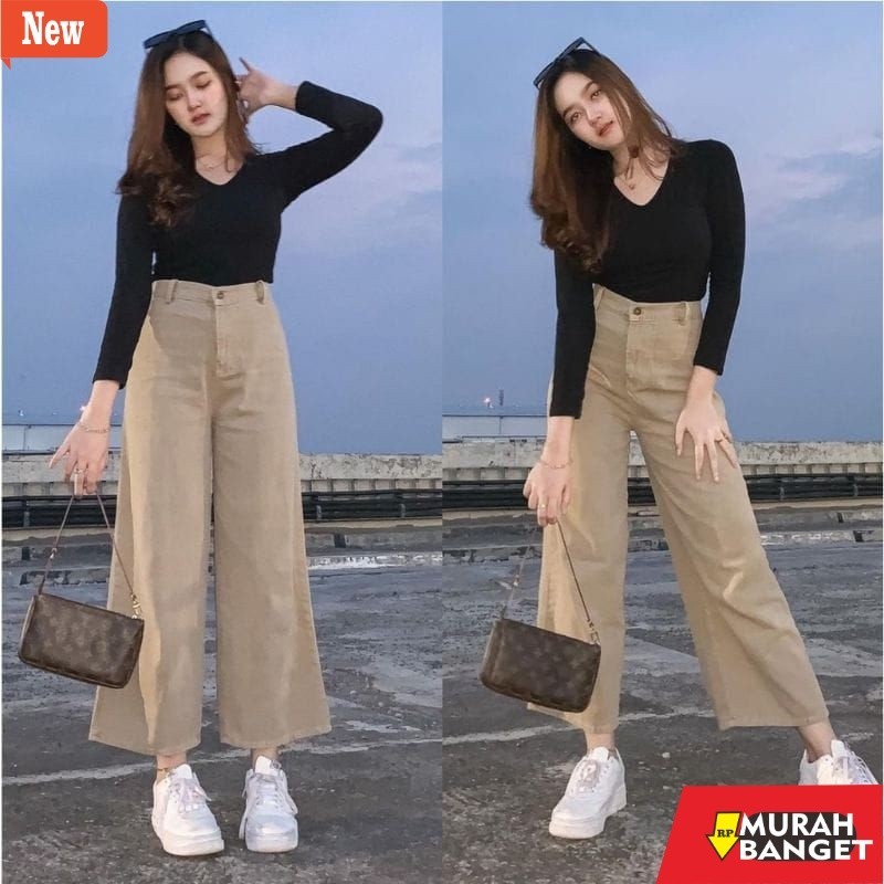 Denim Panjang Wanita BF CELANA JEANS WANITA BAWAHAN HIGHWAIST //KULOT JEANS PUTIH//KULOT JEANS ARMY/