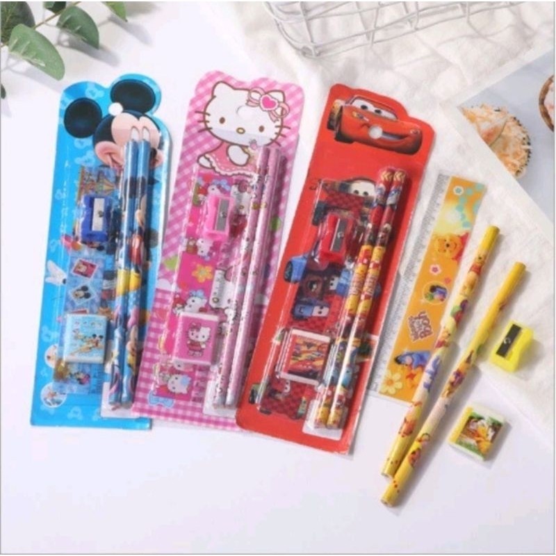 

Stationery set alat tulis pensil set 5in1 pensil set karakter