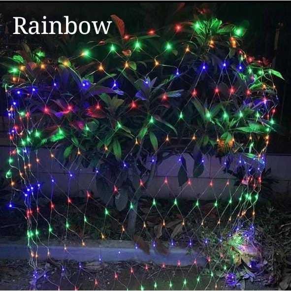 Lampu Jaring LED /Lampu Jala Natal Dekorasi Taman Cafe/ Lampu Jaring Dekorasi Pesta Rainbow Kuning O