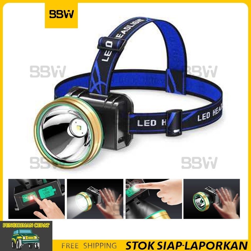 Senter Kepala LED Headlamp Bisa Charger Hp Senter Putih Tebus 12000 Meter senter sensor Senter Kepal