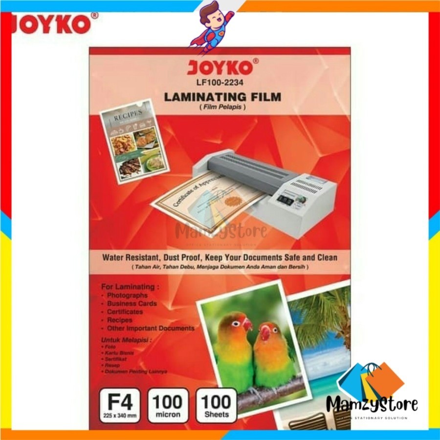 

PLASTIK LAMINATING JOYKO F4 MICRON LF100 2234 HARGA 10 Lembar