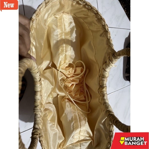 tas jinjing wanita Tas Enceng gondok kerucut kotak sulam bunga