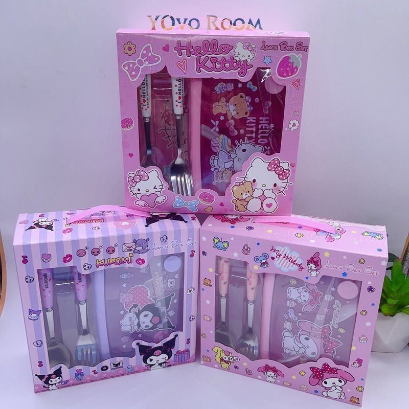 Kotak Makan Siang Sanrio Kartun Anak-anak/Kotak Makan Siang Peralatan Makan Pola Lucu Sanrio/Kotak M