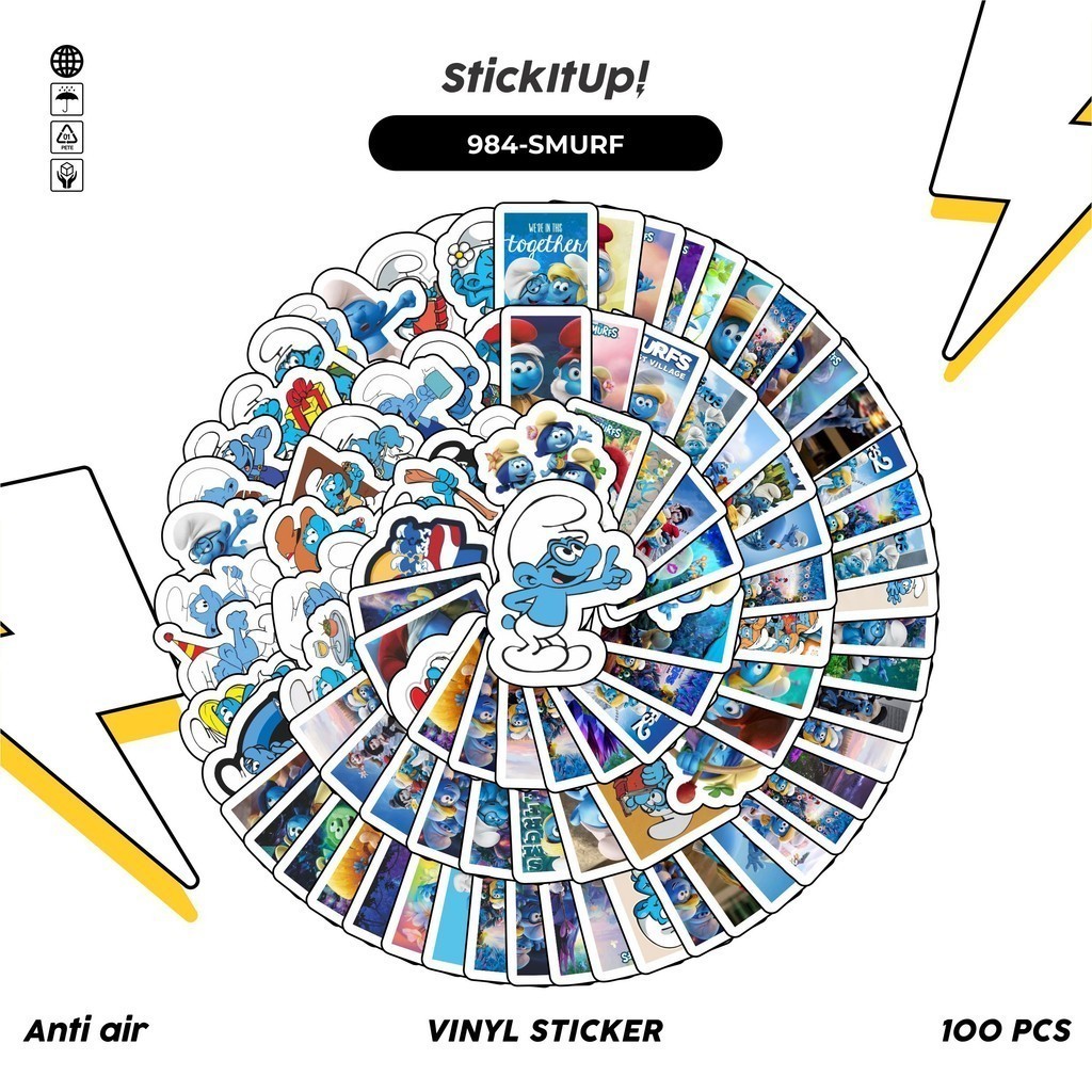 

COD✨ 100 Pcs Stiker The Smurf Lucu Anti Air Untuk Dekorasi Notebook Sepeda Skateboard Handphone DIY