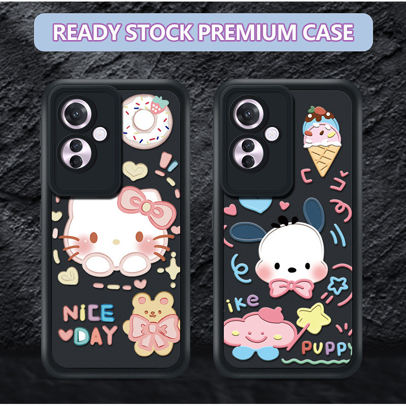 Lucu Hello Kitty Dan Anjing Kayu Manis Soft Case HP OPPO Reno 11F 11 pro 5G A3s    A9 A5 2020   A52 