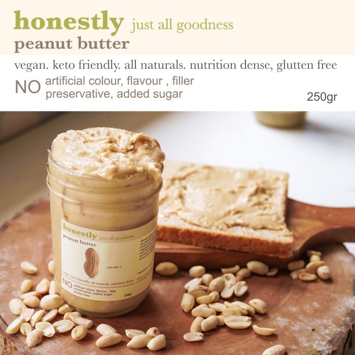 

HONESTLY peanut butter selai kacang unsweetened 100% natural vegan - peanut butter k1