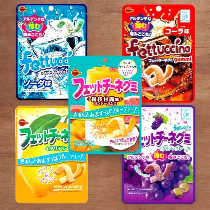 

Fettuccine Gummy Yupi Cola Grape Fruit Soda Permen Jelly Jepang