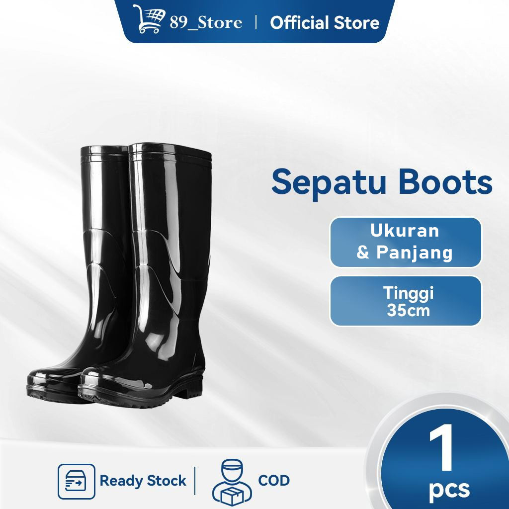 SEPATU BOOT PRIA WANITA KARET HITAM PENDEK SEPATU BOOT PROYEK BANGUNAN PVC ANTI AIR MURAH ANTI SLIP 