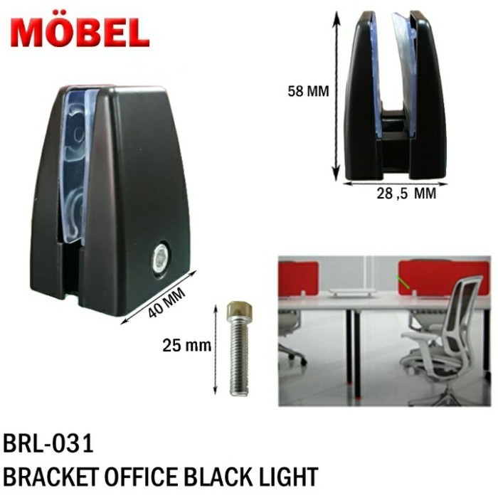 Bracket Partisi Office Penjepit Kaca Kayu Stand Acrylic Sekat Meja