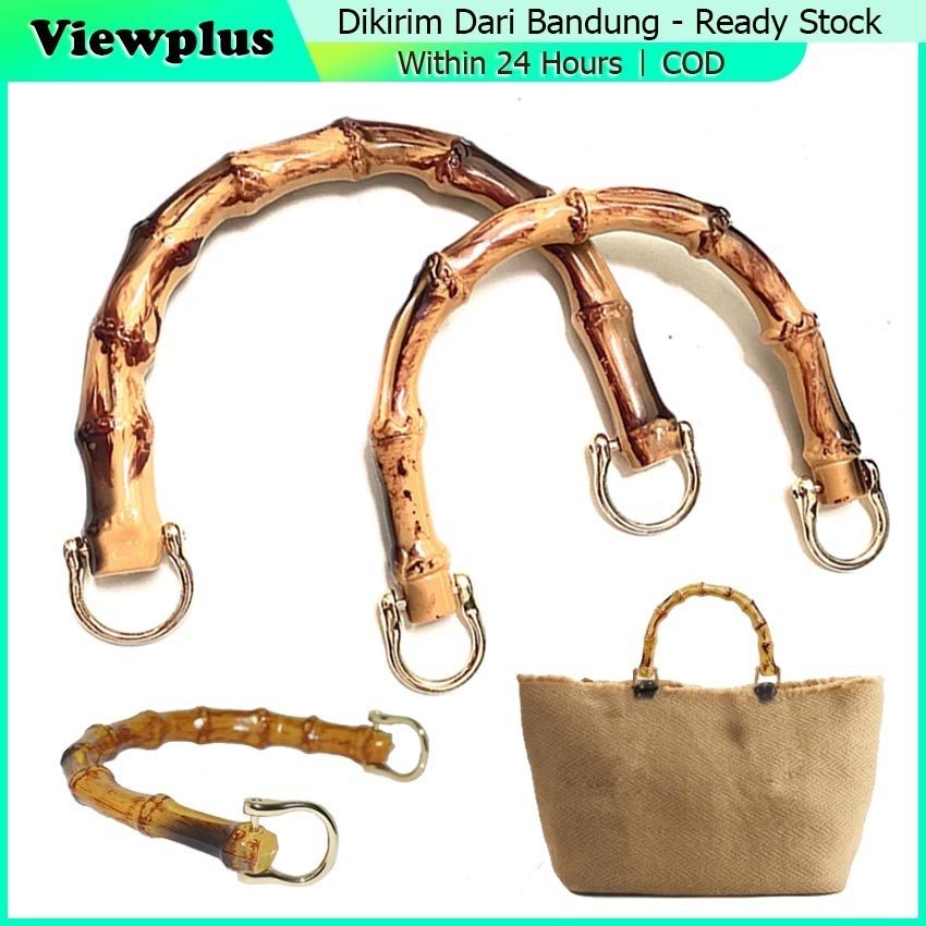 Gagang Tas Bambu | Setengah Lingkar Bambu Dan Kait Emas | Half Circle Bamboo | Handle Bag Accessorie