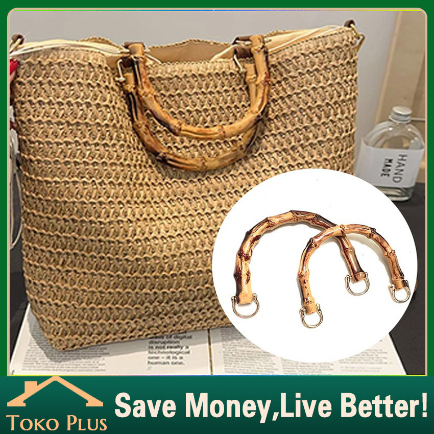 Handle Gagang Tas Bambu Untuk Handle Bag Tas Material Bambu Dan Kait Emas Pegangan Tas / Handle Bag 