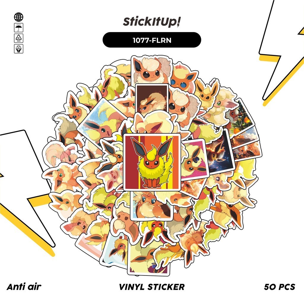 

COD✨ 100 Pcs Stiker Pack Pokemon Flareon Lucu Lucu Aesthetic Vynil Waterproof untuk Freebies Sticker Buku Journal Casing HP Laptop