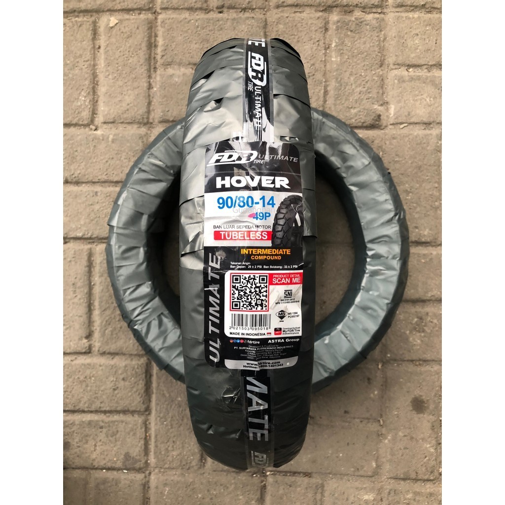 ( RING 14 ) FDR Hover Ultimate 90 / 80 - 14 Dual Purpose Ban motor semi trail Tubeless FREE PENTIL