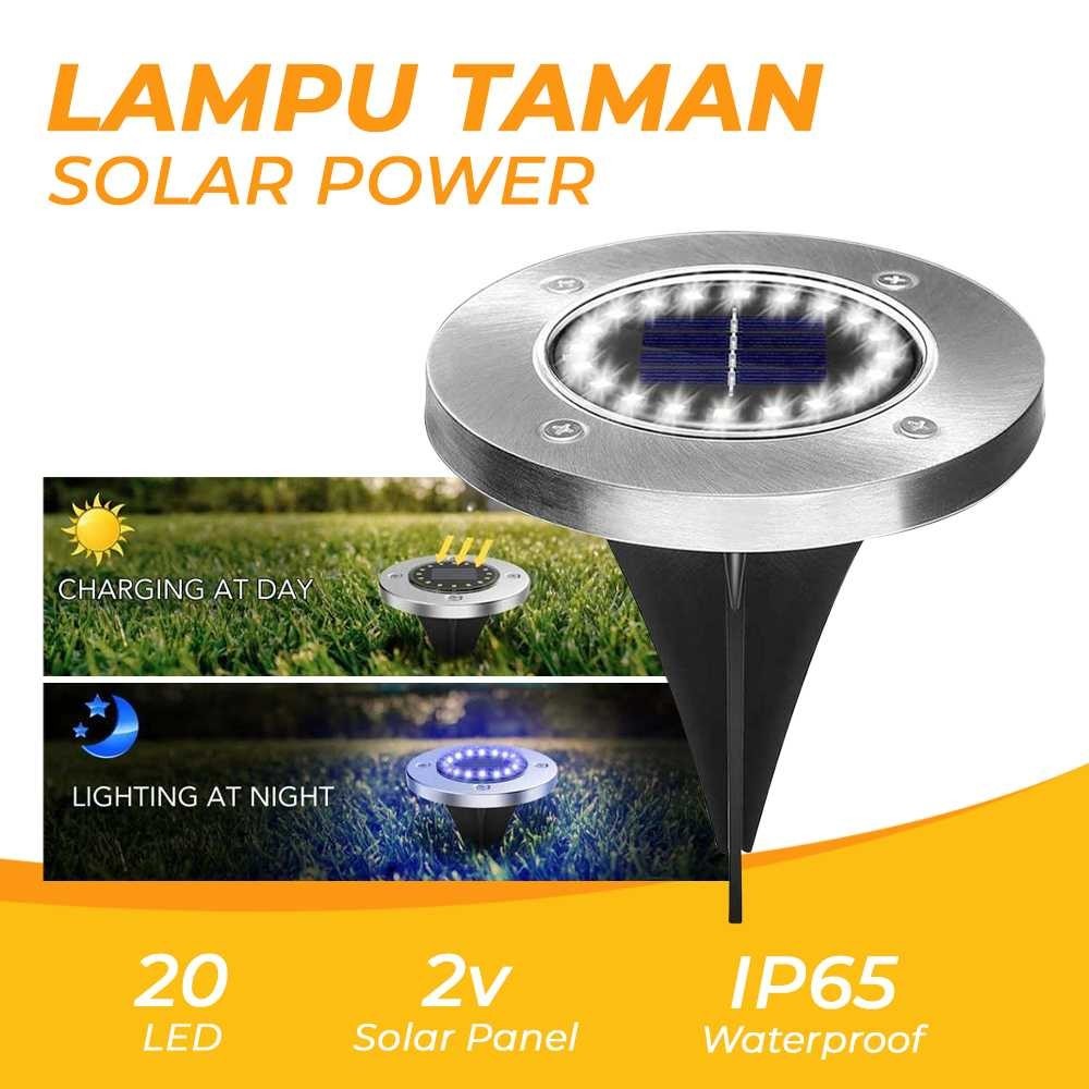 COD Lampu Hias Dekorasi Taman Outdoor Bulat LED Minimalis Tenaga Solar Cell Panel Surya Matahari Tan
