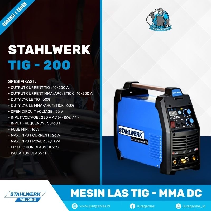 Mesin Las Tig 200 Mesin Las Argon Stahlwerk DC Tig 200A