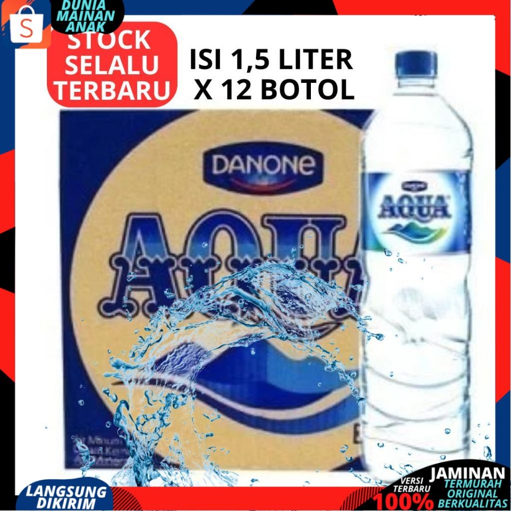 

DMA Air Minerale AQUA Botol 1500ML 1,5Liter / Isi 12 Botol Per DUS PER KARTON