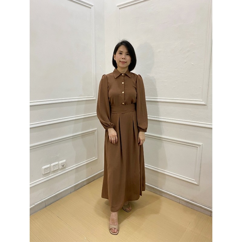 Dress Gamis Untuk Wanita Remaja Dewasa Lengan Panjang Bahan Crinkle Airflows Dengan Tali Sabuk Kanci