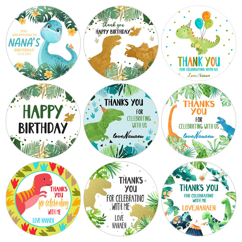 

Custom Sticker Dinosaur Birthday Party Thank You Sticker Labels Personalized Customize Name Dinosaur Favor Sticker Party Supplie