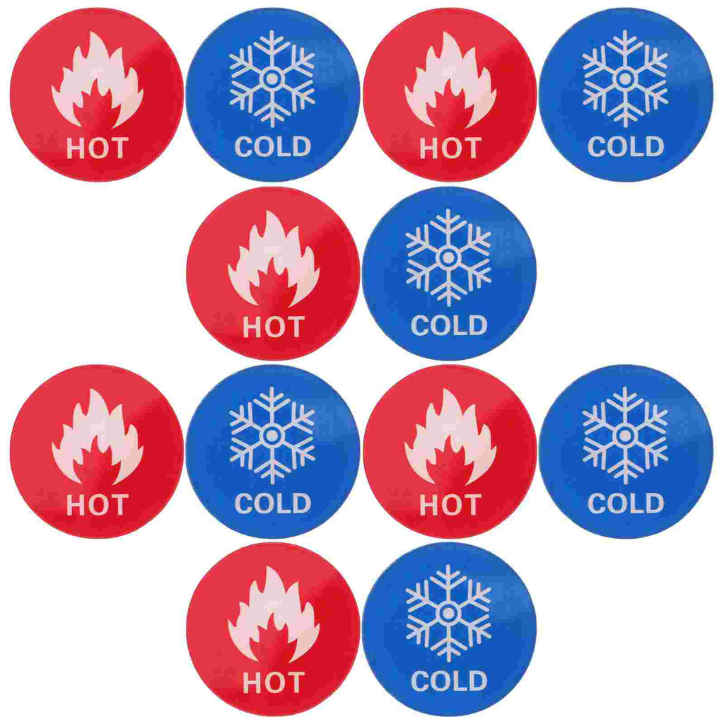 

6 Pairs Sticker Hot and Cold Water Labels Sign Square Compatible Transfer Stickers Indicator