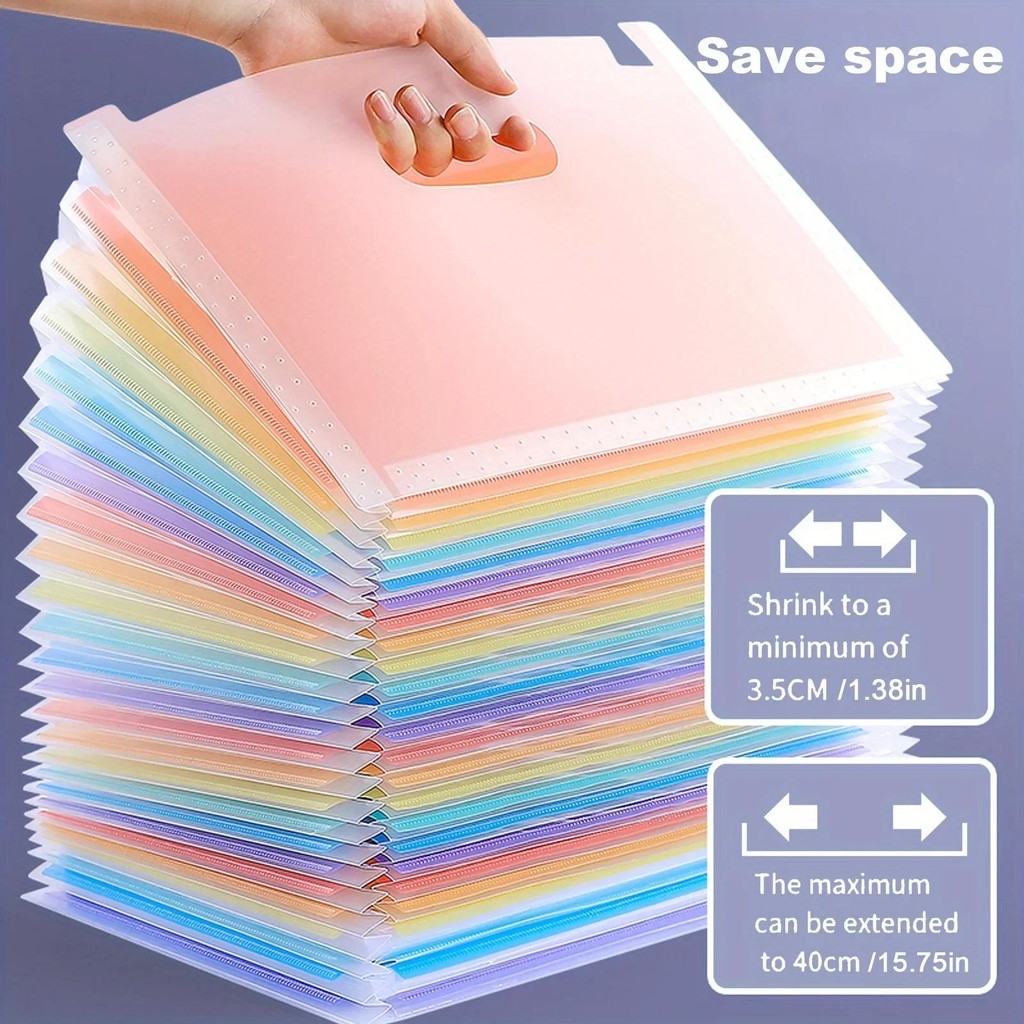

13/25 Pockets A4 Folder Multi-Purpose Standing Document Bag Expandable A4 File Folder Colored Index Tabs for Office School Home