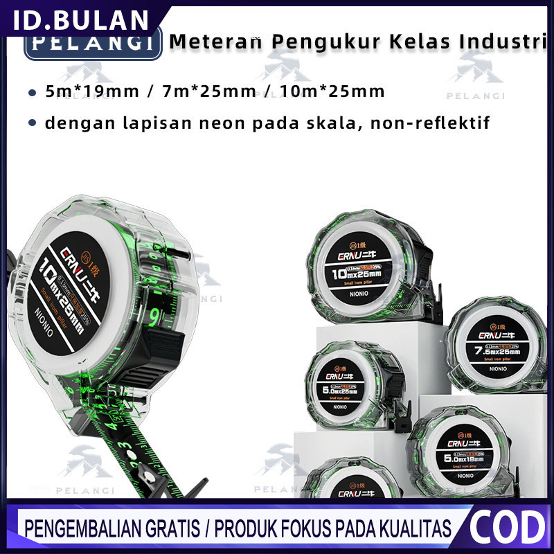 

Usefultools 10m Penggaris neon berteknologi hitam meteran anti karat dengan pita pengukur impor menebal penggaris Meteran Tukang 10 meter tahan banting Meteran Pengukur Kelas Industri Presisi Tinggi alat ukur meteran