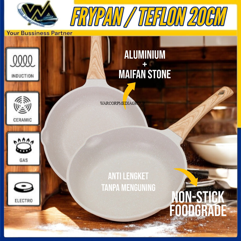 WMEDIA Frypan Teflon Anti Lengket 20cm / Wajan Penggorengan Anti Lengket 20cm