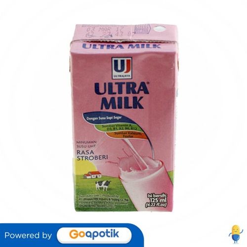 

Ultra Susu Uht Rasa Stroberi 125 Ml Tetrapak