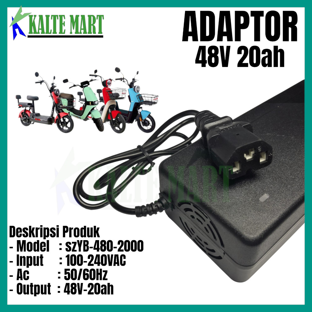 Adaptor Charger 48V 20AH Charger Baterai Sepeda Listrik 48V 20AH