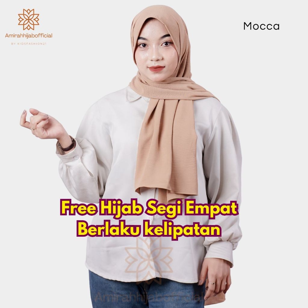 Amirah Hijab - Jilbab Pashmina Crinkle Airflow Shawl Cotton Ukuran Lebar 76x180 Warna Mocca
