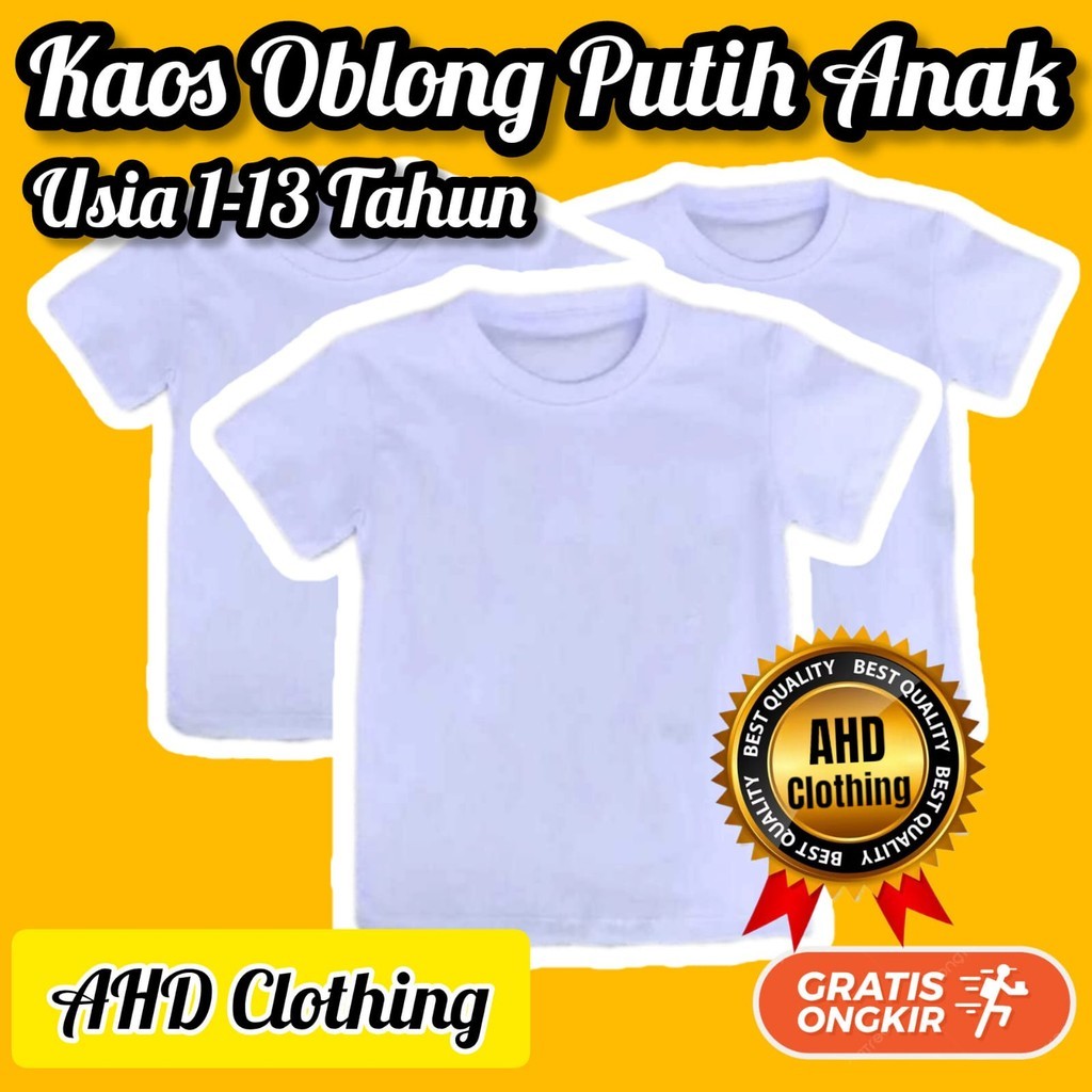 Kaos oblong anak warna putih umur 1-13 tahun | baju kaos dalam anak kualitas premium bahan katun hal