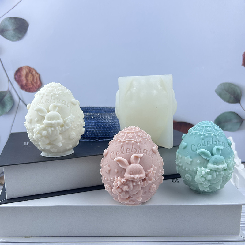 

3D Easter Egg Ball Rabbit Silicone Mold Embossed Flower Egg Mold DIY Handmade Soap Aromatherapy Candle Mold Craft Gift Making