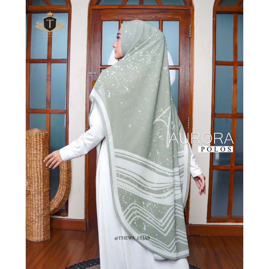 COD THEWA Kerudung/Khimar/Hijab “AURORA" Printing Jumbo OVAL 2LAYER CERUTY