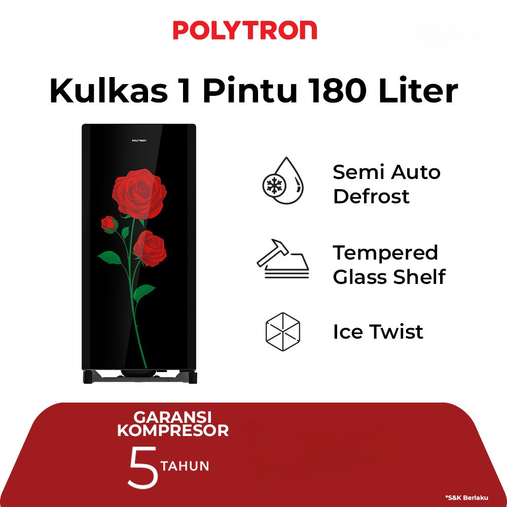 Kulkas Polytron PRA 18CRX / PRA18CRX Kulkas 1 Pintu 180 Liter