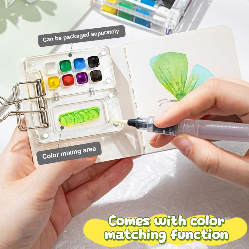 

8/15Grids Acrylic Mini Watercolor Palette Portable Paint Box Travel Painting Watercolor Paint Tray Art Supplies
