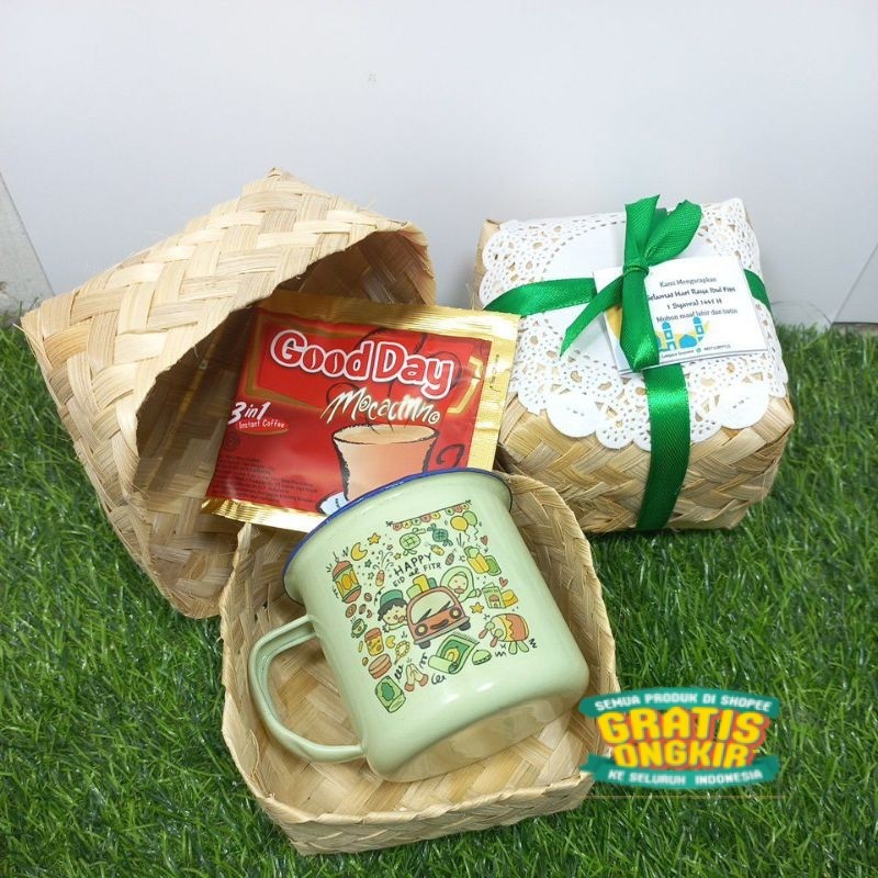 

Hampers Lebaran Cangkir Enamel plus Kopi good day/ langsung proses