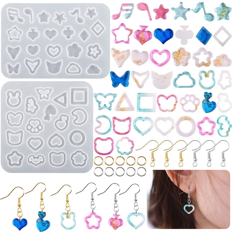 

DIY Quicksand Shaker Filler Crystal Epoxy Resin Mold Moon Heart Bunny Filling Pendant Earring Jewelry Making Silicone Moulds