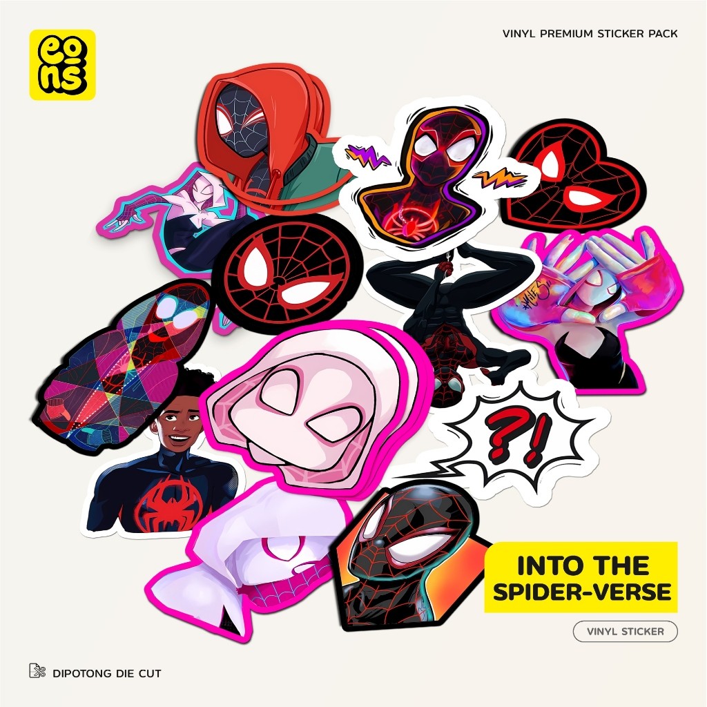

Stiker Printing Into The Spider-verse Vinyl Waterproof Sticker Spiderman Laptop Diary Notebook Journal Koper