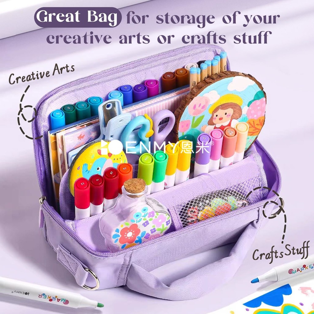 

D3W! ENMY Set Marker Akrylic Tas Penyimpanan, Tahan Air Untuk Hadiah, Mewarnai Batu, Kanvas, Keramik