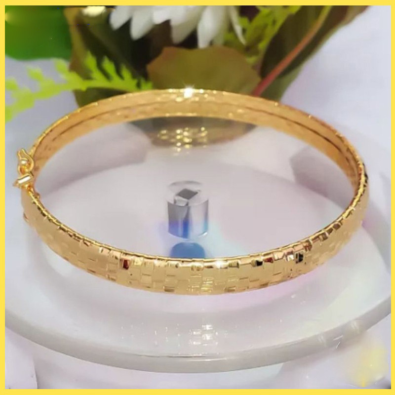 promo COD...gelang kaku emas asli 24k kadar emas mudah kadar 17,7 dapat surat toko dan dompet