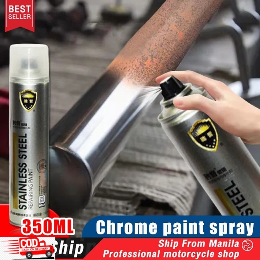 【350 ML】Cat Semprot Chrome Sapporo Chrome Spray Paint Anti Karat Warna Stainless Automotive Metallic