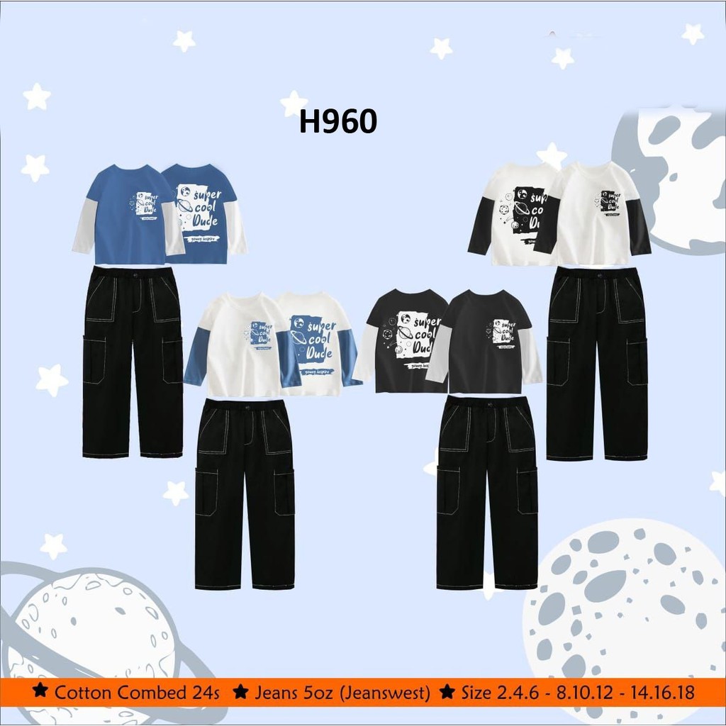 H960 SETELAN CELANA CARGO ANAK LAKI LAKI TANGGUNG